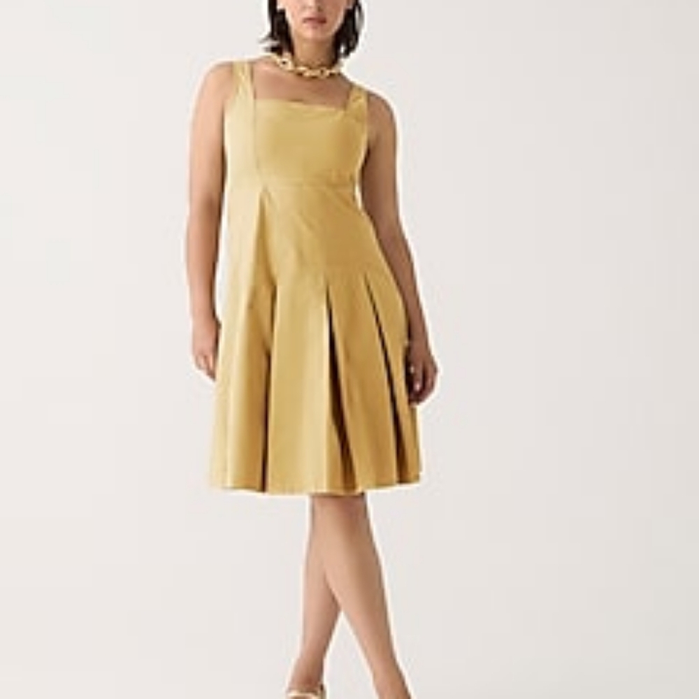 jcrew pleated dress A line chino  Brown Nwt